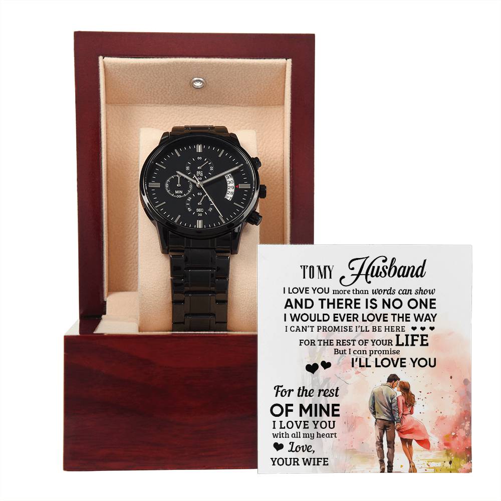 To My Husband - Best Anniversary Gift - Black Chronograph Watch