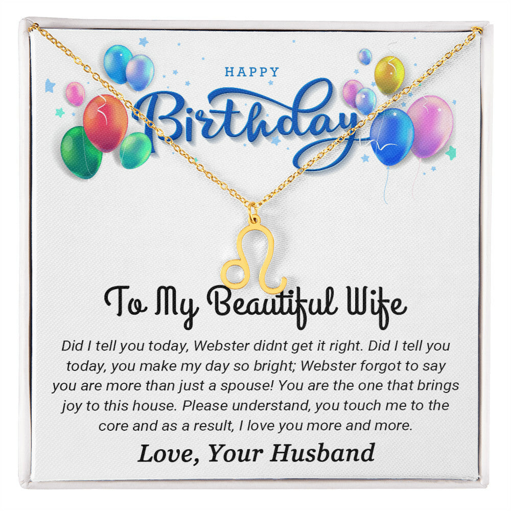 To My Beautiful Wife - Best Birthday Gift For Wife - Zodiac Symbol Necklace