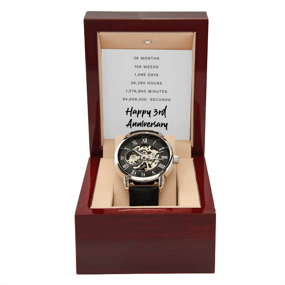 Happy 3rd Anniversary  - Best Anniversary Gift for Husband - Openwork Watch