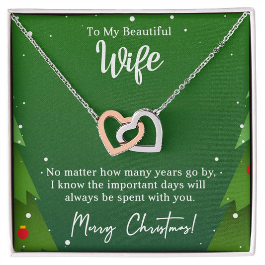 Wife - With you - Christmas gift - Interlocking Hearts Necklace