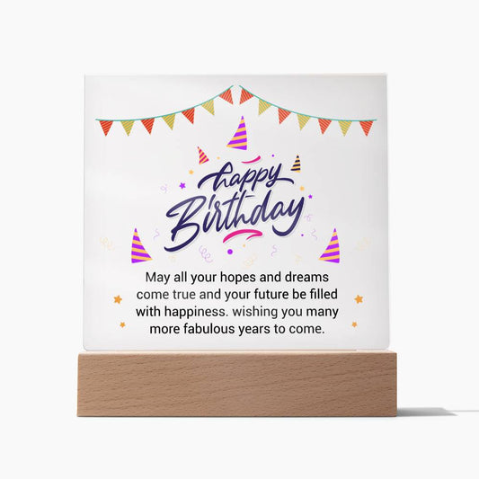 Birthday Gift - Happy Birthday - Acrylic Square Plaque