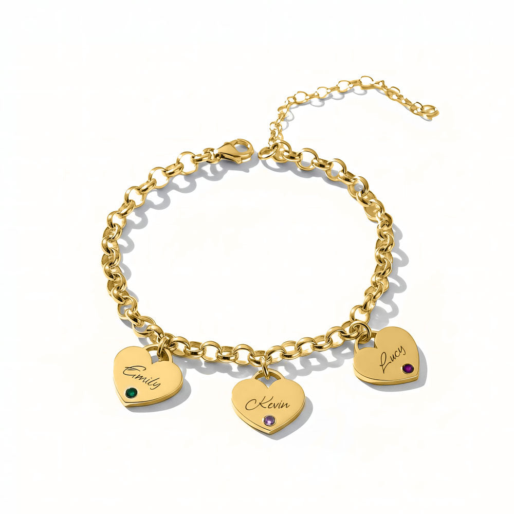 Custom Heart Birthstone Bracelet For Mom
