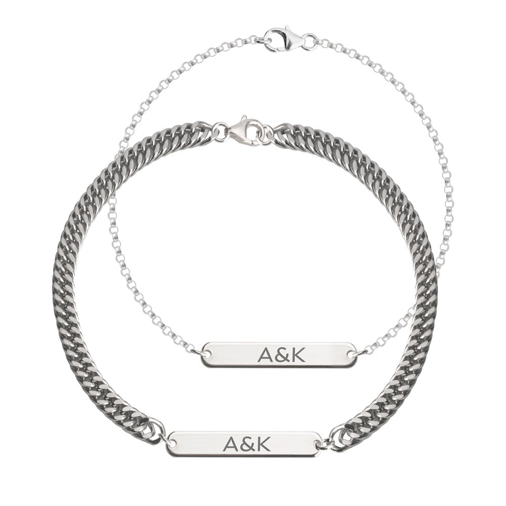 His And Hers Initial Bracelet Set
