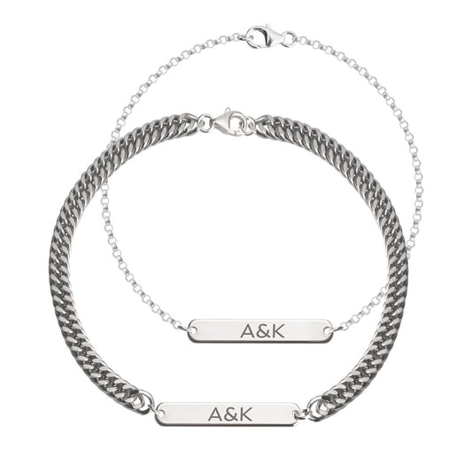 His And Hers Initial Bracelet Set